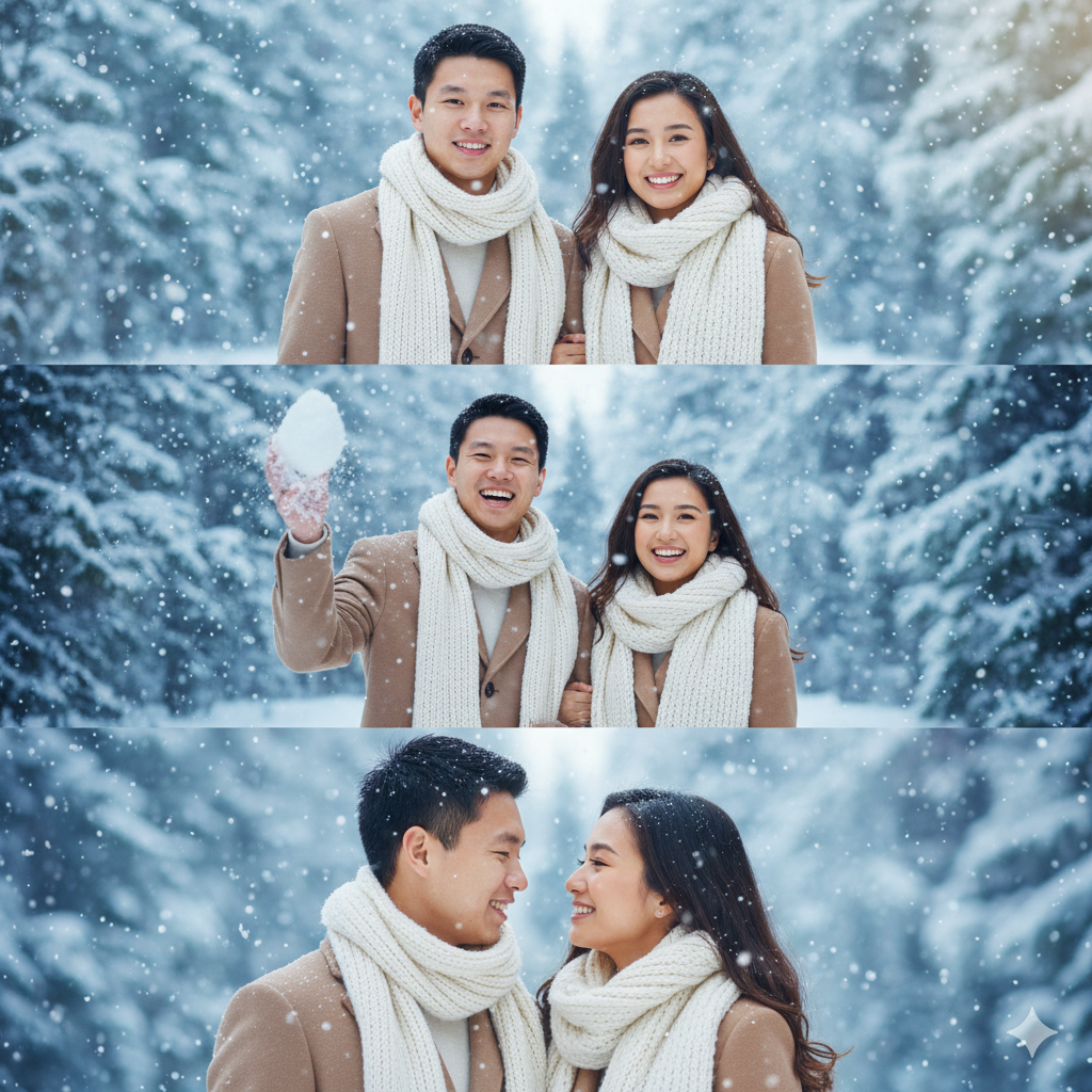 Winter Romance: A Snowy Triptych of Love