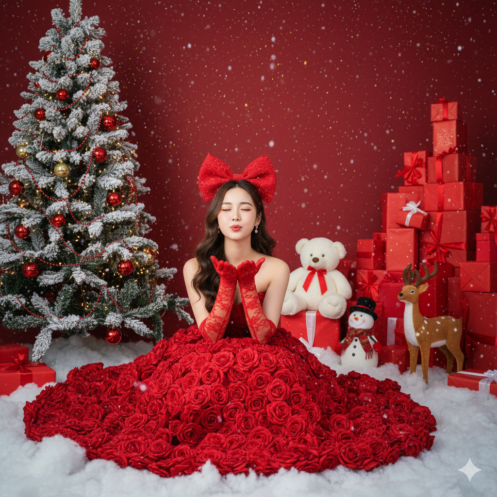 The "Vibrant Christmas Kiss" AI Portrait Prompt (Glamorous & Playful)