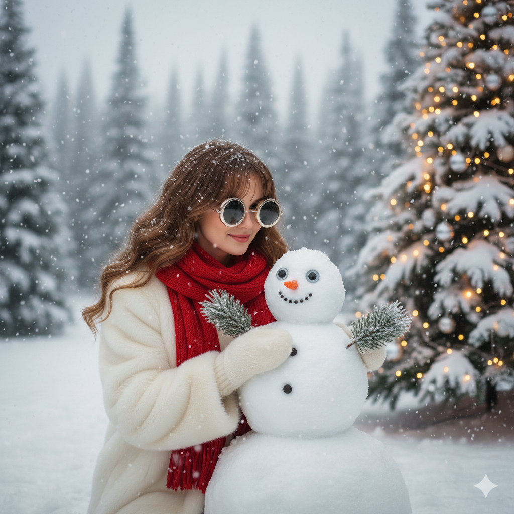 Snowman's Gaze: A Winter Wonderland Encounter