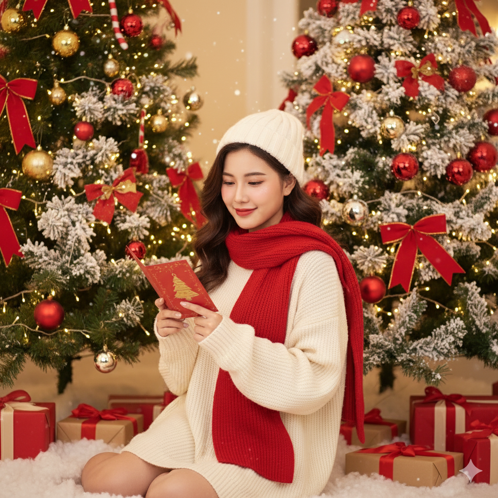 "A Gentle Christmas Wish" - Cozy Holiday Portrait