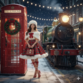 Vintage Christmas Charm: A Snowy Night by the Telephone Booth