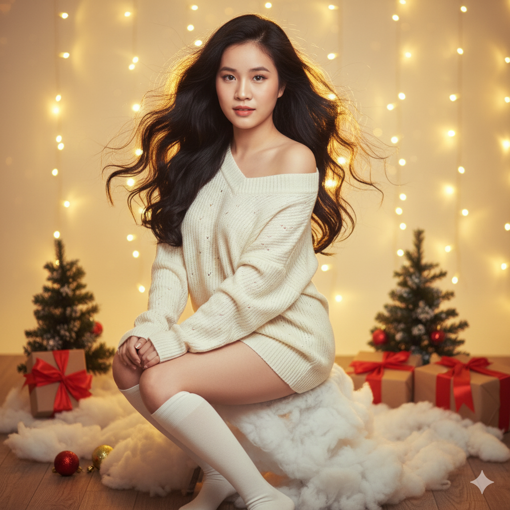 The "Ethereal Gaze" AI Portrait Prompt (Dreamy Christmas & Studio Elegance)