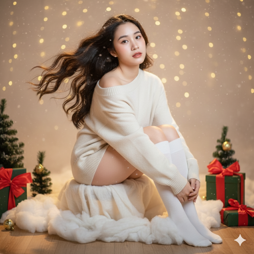 The "Ethereal Gaze" AI Portrait Prompt (Dreamy Christmas & Studio Elegance)